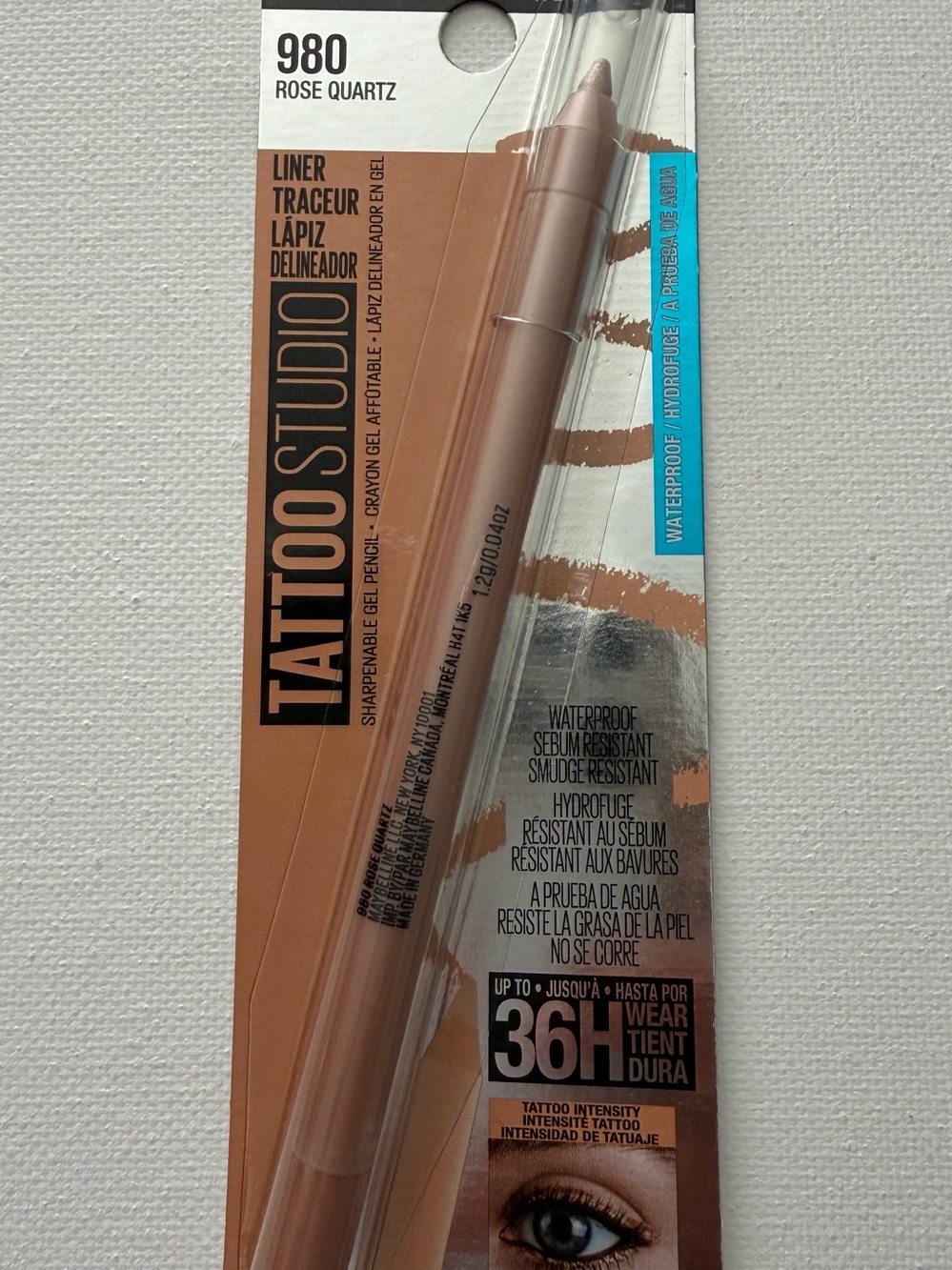 NIB Maybelline Tattoo Studio Gel Pencil Eyeliner 980 Rose Quartz Waterproof